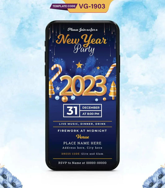New Year Party Invitation | 2023 Celebration E-Invite | VG-1903