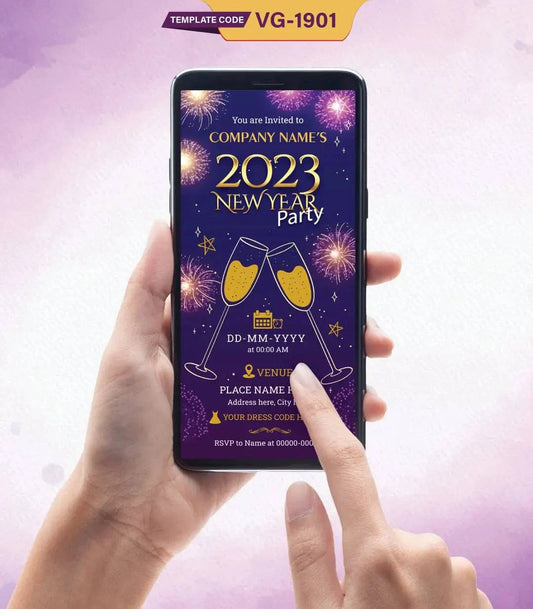 New Year Invite Card | Corporate Celebration Party E-Invite | VG-1901